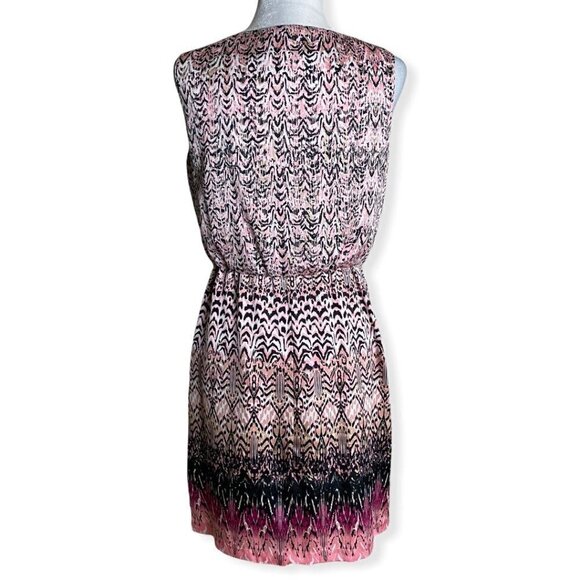 Dana Buchman Dress Pink and Black Print Cowl Neck Elastic Waist Womens Sz S - Picture 8 of 9